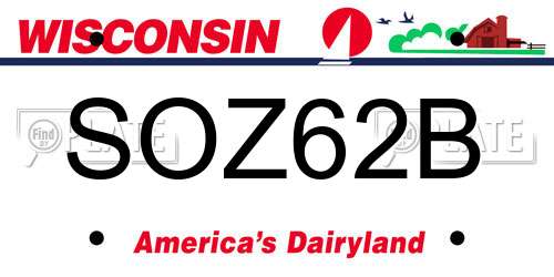 SOZ62B Wisconsin License Plate