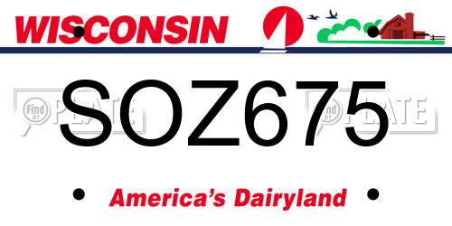 SOZ675 Wisconsin License Plate