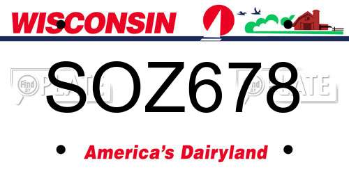 SOZ678 Wisconsin License Plate