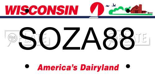 SOZA88 Wisconsin License Plate