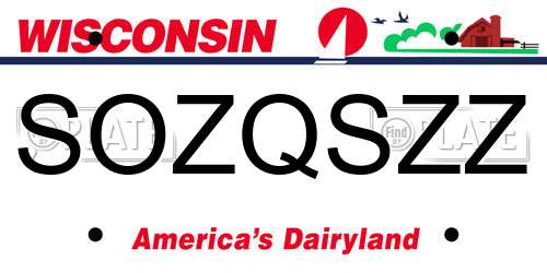 SOZQSZZ Wisconsin License Plate