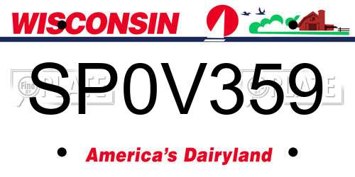 SP0V359 Wisconsin License Plate