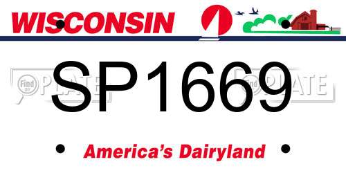 SP1669 Wisconsin License Plate