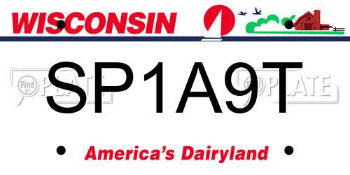 SP1A9T Wisconsin License Plate