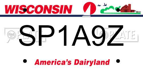 SP1A9Z Wisconsin License Plate