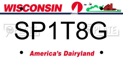 SP1T8G Wisconsin License Plate