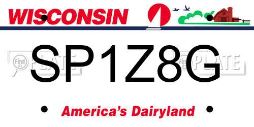 SP1Z8G Wisconsin License Plate