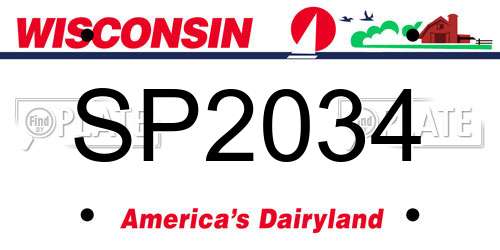 SP2034 Wisconsin License Plate