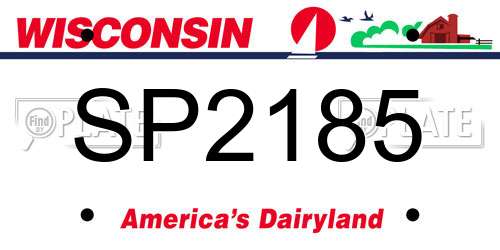 SP2185 Wisconsin License Plate