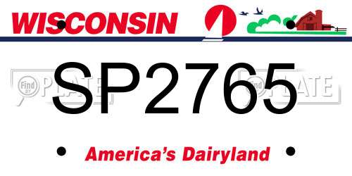 SP2765 Wisconsin License Plate