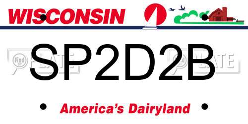 SP2D2B Wisconsin License Plate