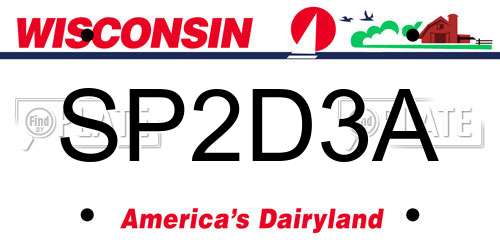 SP2D3A Wisconsin License Plate