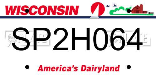 SP2H064 Wisconsin License Plate