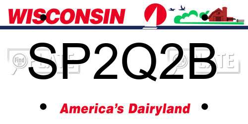 SP2Q2B Wisconsin License Plate