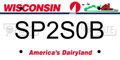 SP2S0B Wisconsin License Plate