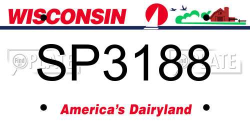 SP3188 Wisconsin License Plate