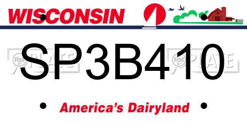 SP3B410 Wisconsin License Plate