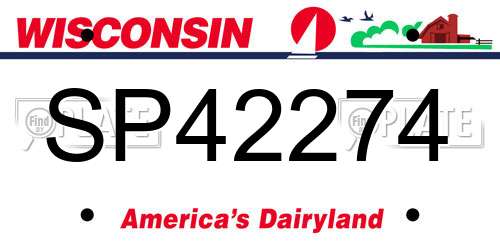 SP42274 Wisconsin License Plate