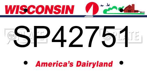 SP42751 Wisconsin License Plate