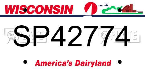 SP42774 Wisconsin License Plate