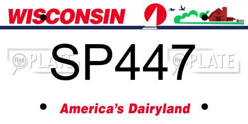 SP447 Wisconsin License Plate