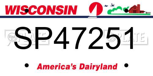 SP47251 Wisconsin License Plate
