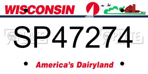 SP47274 Wisconsin License Plate