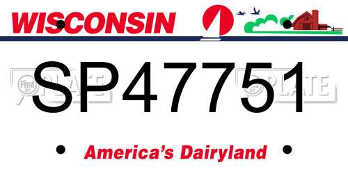 SP47751 Wisconsin License Plate