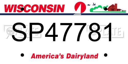 SP47781 Wisconsin License Plate
