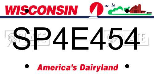 SP4E454 Wisconsin License Plate