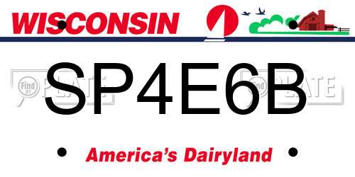 SP4E6B Wisconsin License Plate