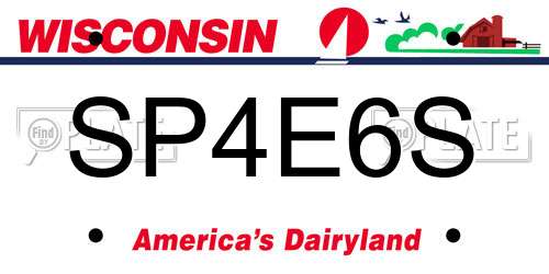 SP4E6S Wisconsin License Plate