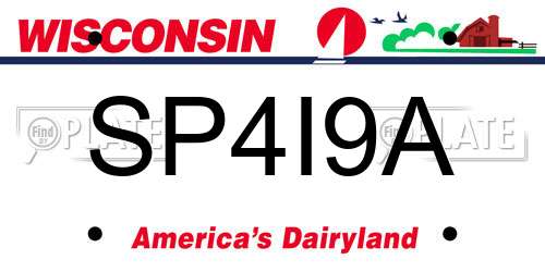 SP4I9A Wisconsin License Plate