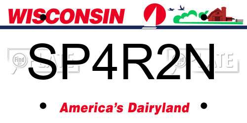 SP4R2N Wisconsin License Plate