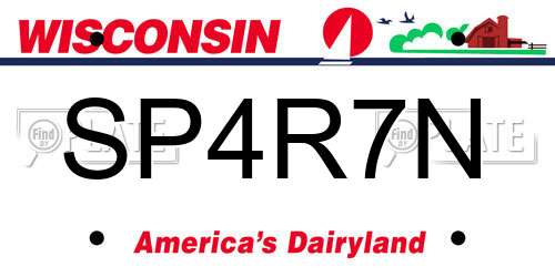 SP4R7N Wisconsin License Plate