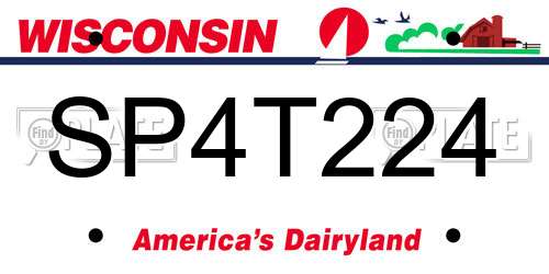 SP4T224 Wisconsin License Plate