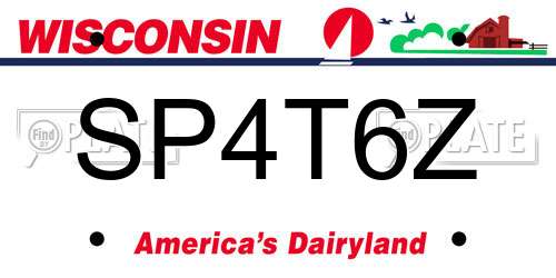 SP4T6Z Wisconsin License Plate