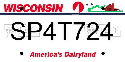 SP4T724 Wisconsin License Plate
