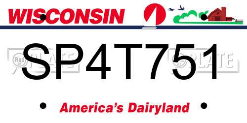 SP4T751 Wisconsin License Plate