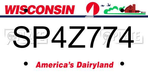 SP4Z774 Wisconsin License Plate