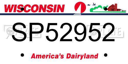 SP52952 Wisconsin License Plate