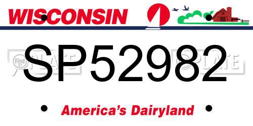 SP52982 Wisconsin License Plate