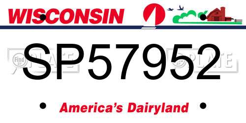 SP57952 Wisconsin License Plate