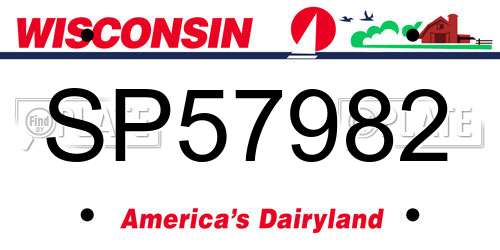 SP57982 Wisconsin License Plate
