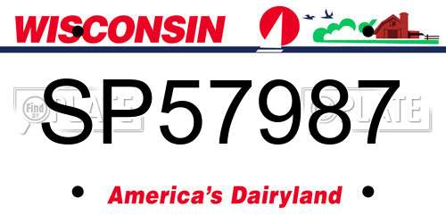 SP57987 Wisconsin License Plate