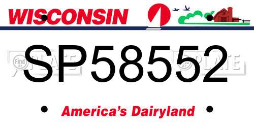 SP58552 Wisconsin License Plate
