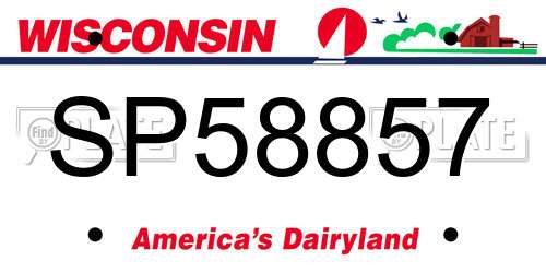 SP58857 Wisconsin License Plate