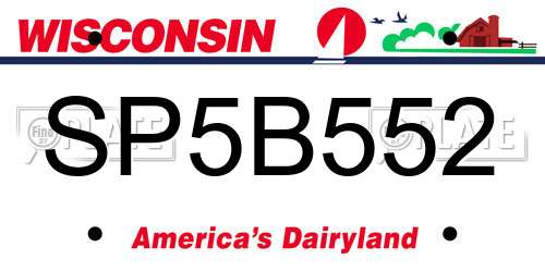 SP5B552 Wisconsin License Plate