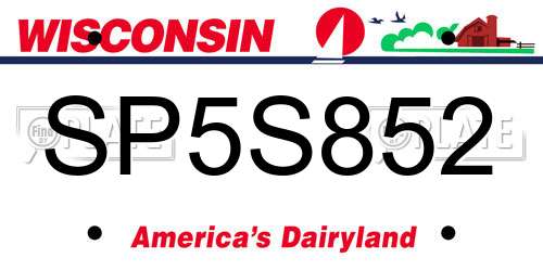 SP5S852 Wisconsin License Plate