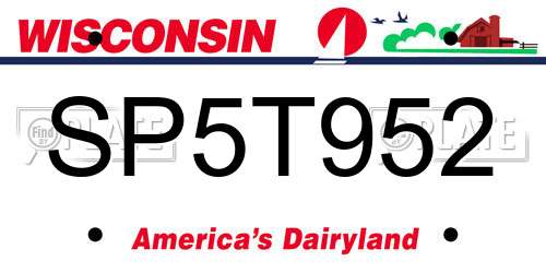 SP5T952 Wisconsin License Plate